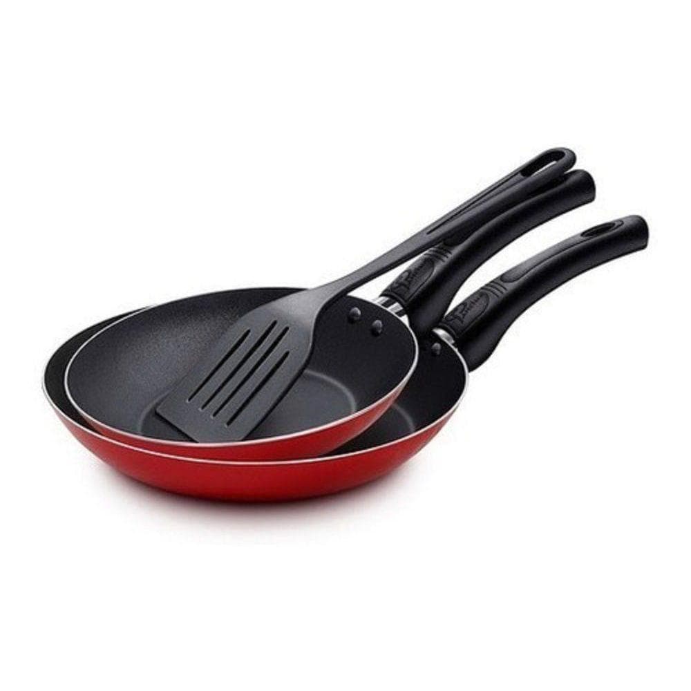 Kit Frigideira francesas antiaderente 18cm e 22cm - Vermelha com Espátula de Nylon - PANELUX