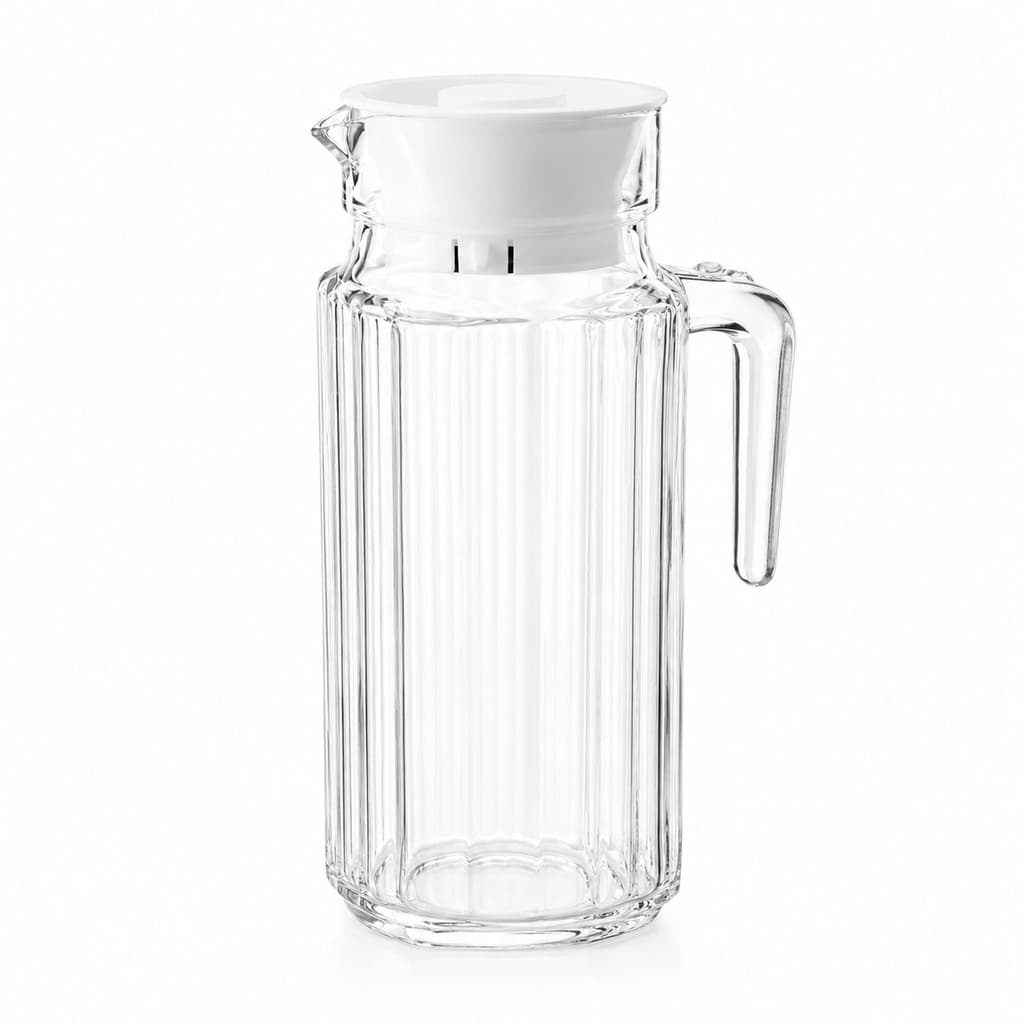 Jarra de Vidro Cristalino 1,1L com Tampa Sète Home - Jarra Água Suco Geladeira Mesa Posta Cozinha