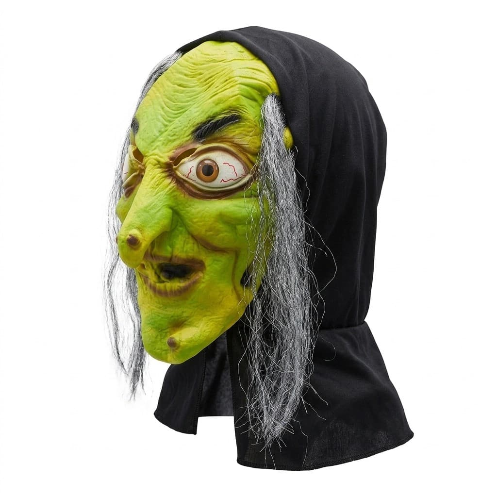 Máscara Bruxa Velha Verde Látex Assustadora Terror Halloween