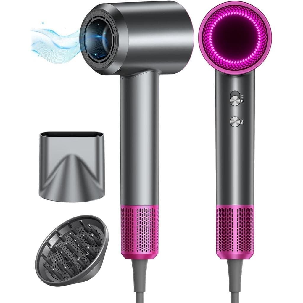 Secador de Cabelo, 160000 RPM com 500M de Íons Negativos, Secador com Difusor, Secador de Cabelo de Secagem Rápida para