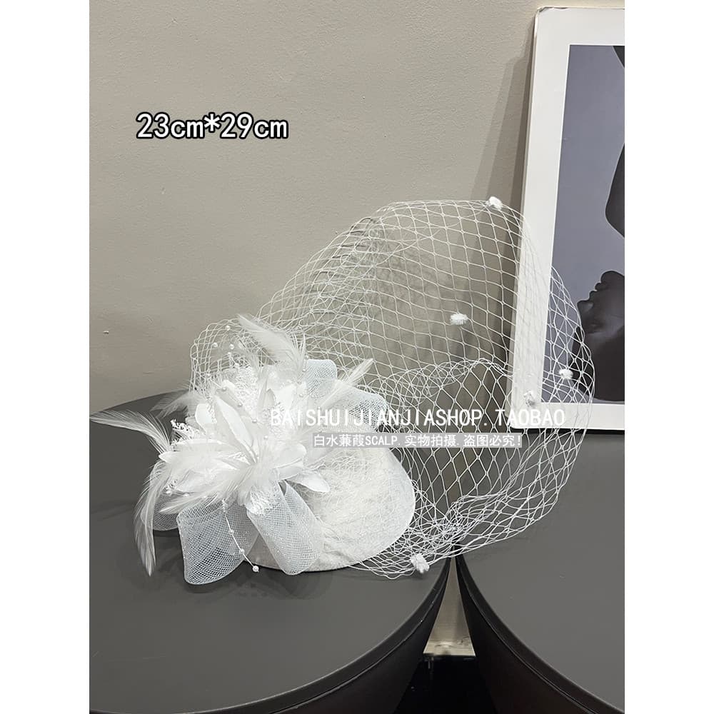 Elegante filha francês Retro gaze pena chapéu superior feminino viagem senhoras banquete acessórios para o cabelo temper