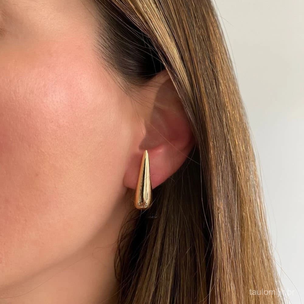 Brinco Gota Click Banhado a Ouro 18k