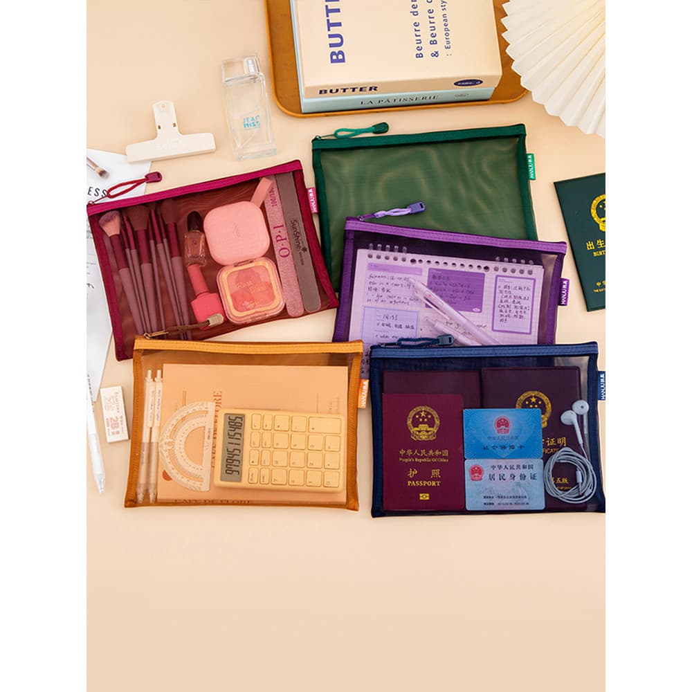 Bolsa de documentos retrô A4 tipo zíper Bolsa de documentos de exame de grande capacidade A5 Bolsa de armazenamento de p