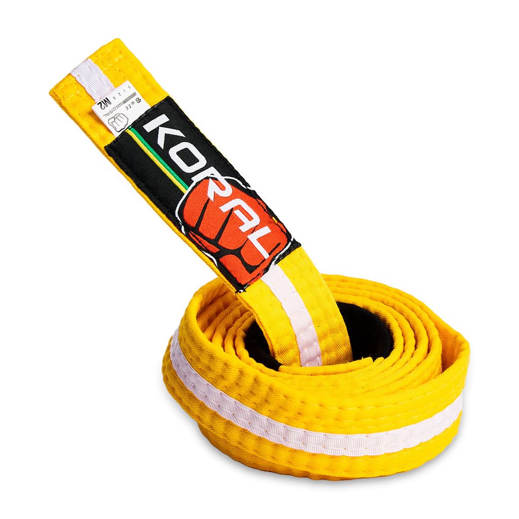 Faixa Jiu-Jitsu Amarela com Listra Branca Infantil Koral