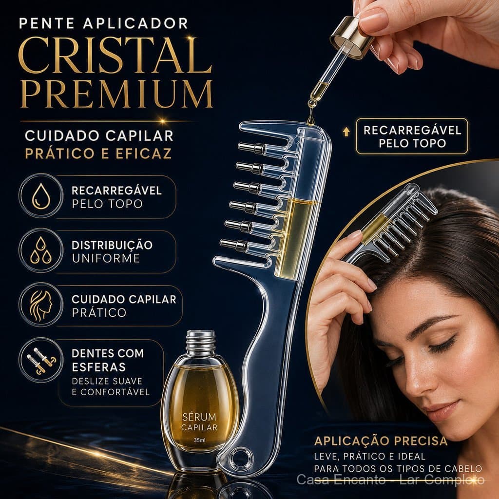 Pente Capilar Roll-On Massageador Aplicador de Sérum Tônico para Couro Cabeludo Raiz e Cuidado Diário