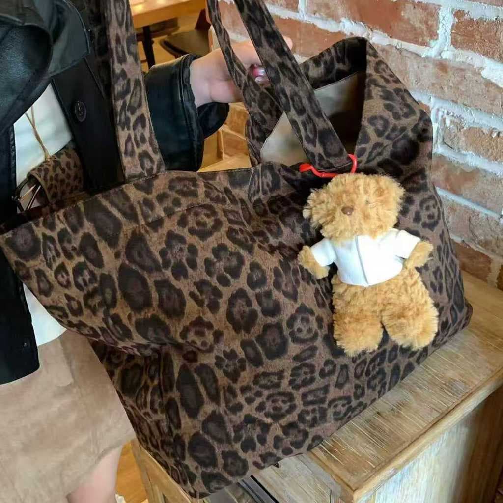 2025 outono inverno novo estilo de grande capacidade Retro leopardo impressão sacola feminina moda All-Match commuter bo
