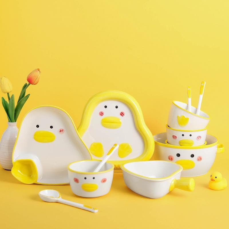 Bonito criativo dos desenhos animados conjunto de talheres cerâmica Underglaze cor prato jantar das crianças prato bolin