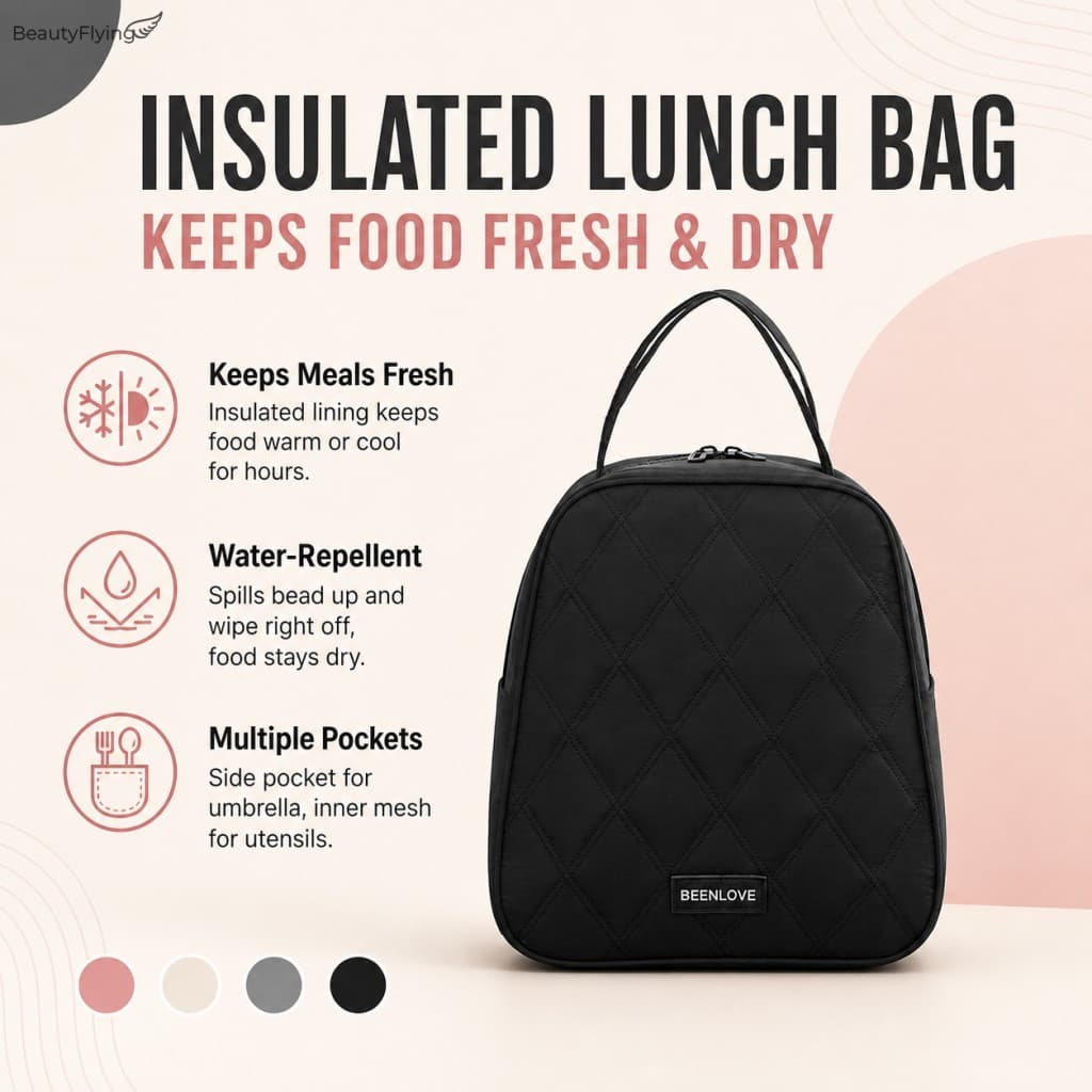 Sacola De Almoço Isolada Bolsa 7.6L Acolchoada De Poliéster Portátil Repelente De Água Com Vários Bolsos Para Piquenique