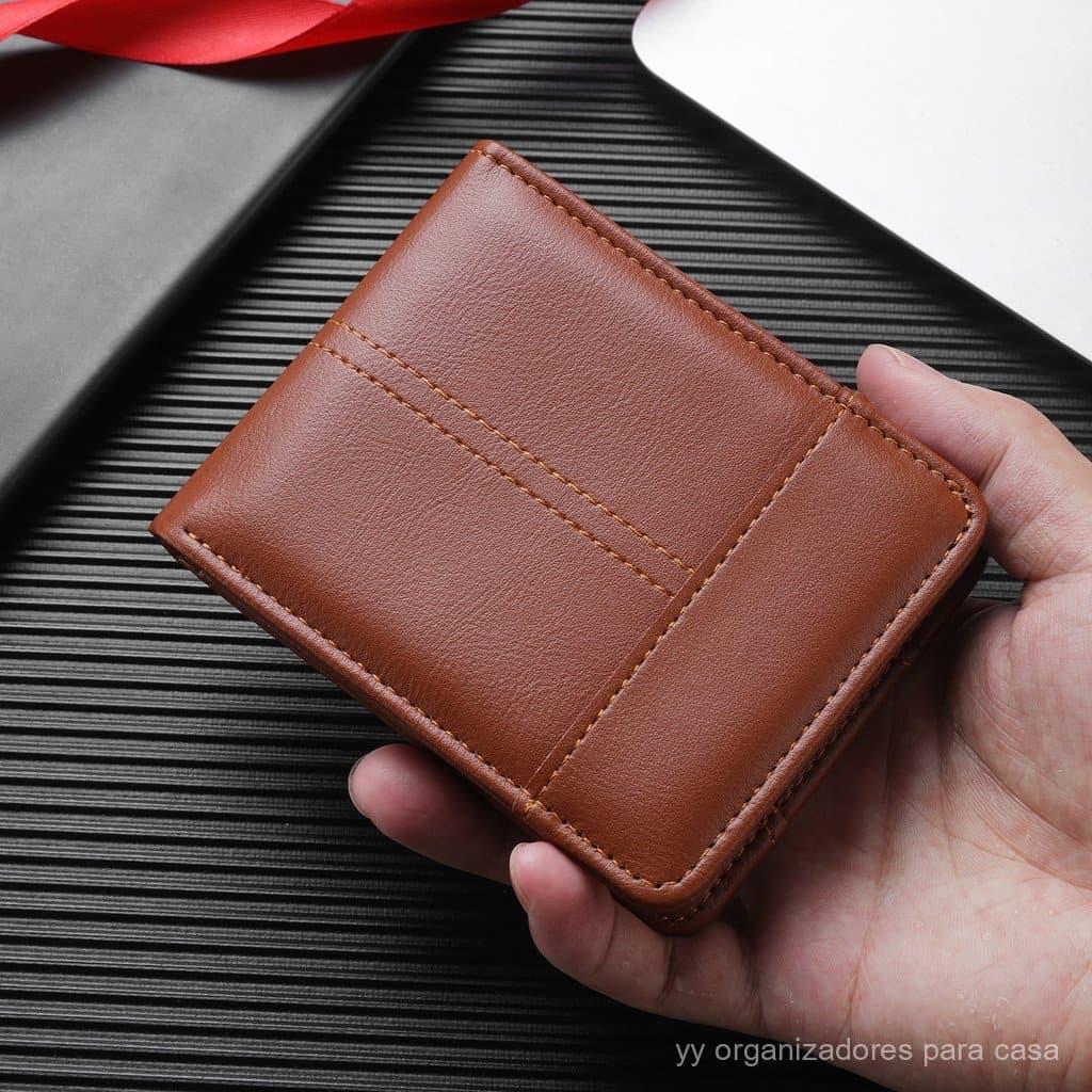 [Promoção] Carteira Curta Masculina, Clipe de Dinheiro e Porta-Cartões Masculino, Carteira Curta de Couro Masculina Tudo