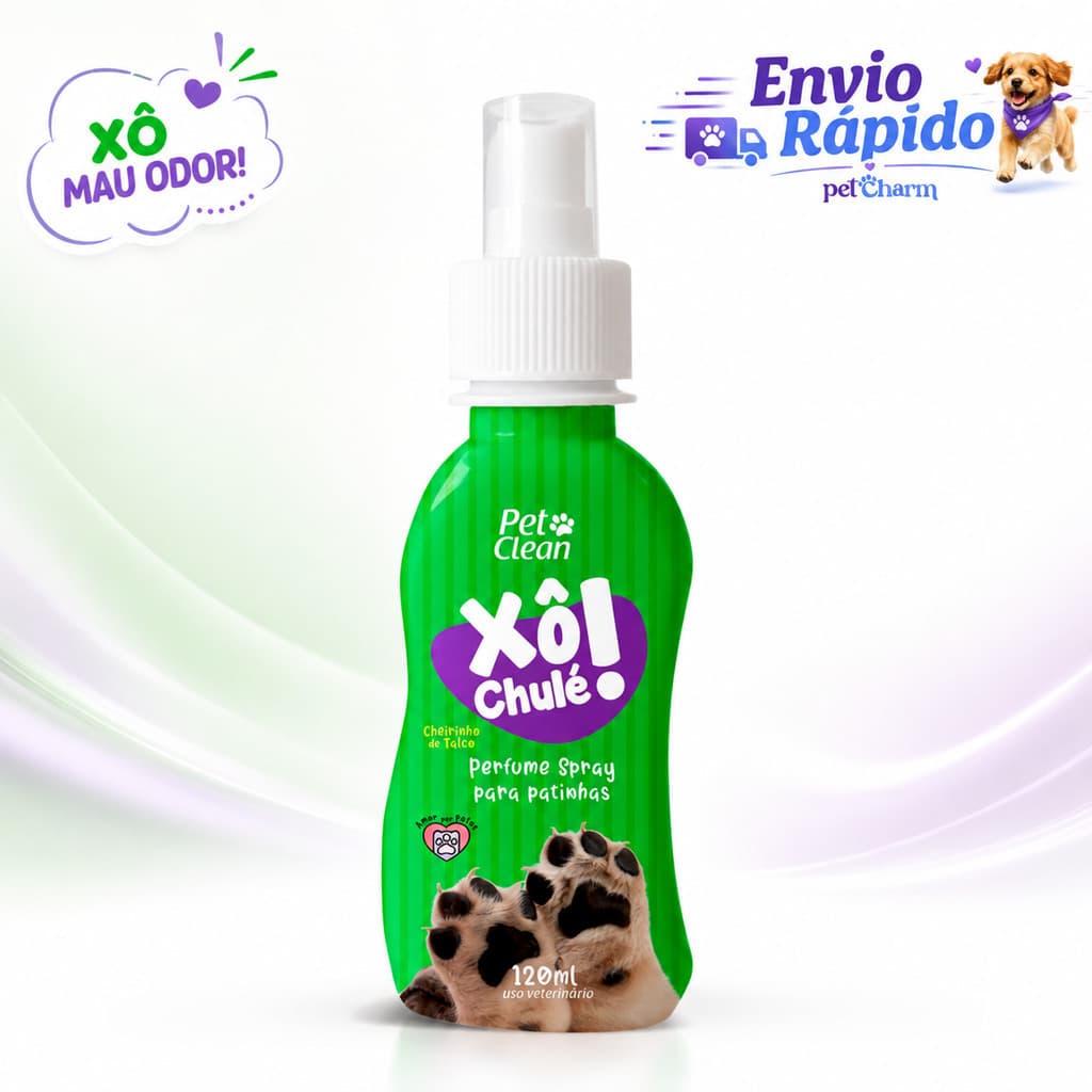Xô Chulé Pet Clean 120ml Perfume Spray para Patinhas de Cães Cachorros e Gatos
