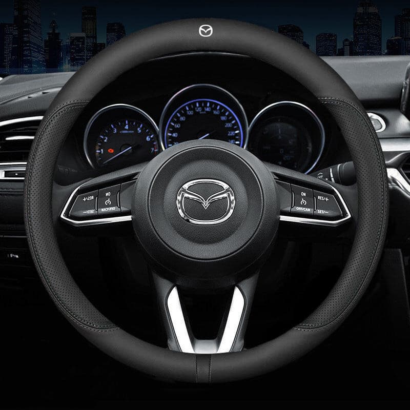 1 peça de capa de volante de couro ultra-fina, confortável e respirável, antiderrapante e anti-suor, adequada para Mazda