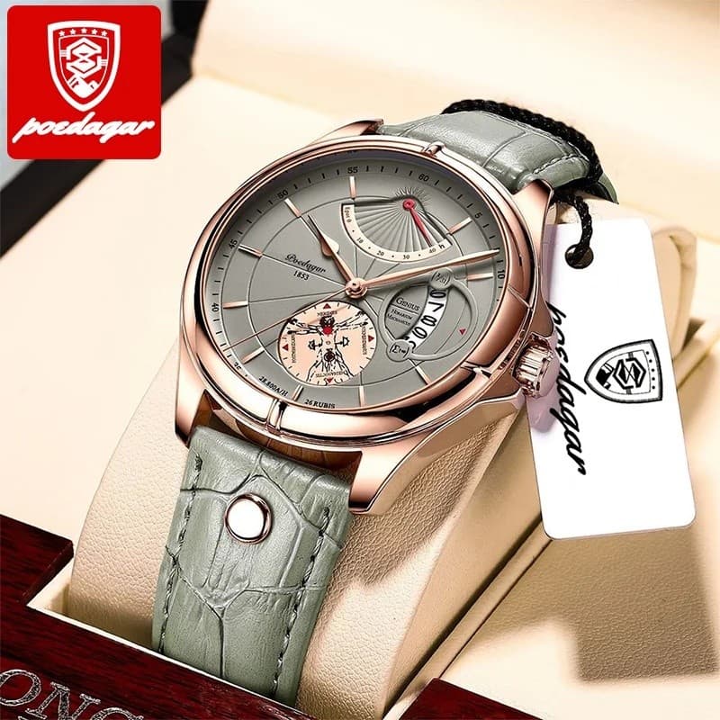 Relógio Masculino De Pulso Luxuoso Oem Couro Quartzo Para Homens Reloj Montre Homme Poedagar 802