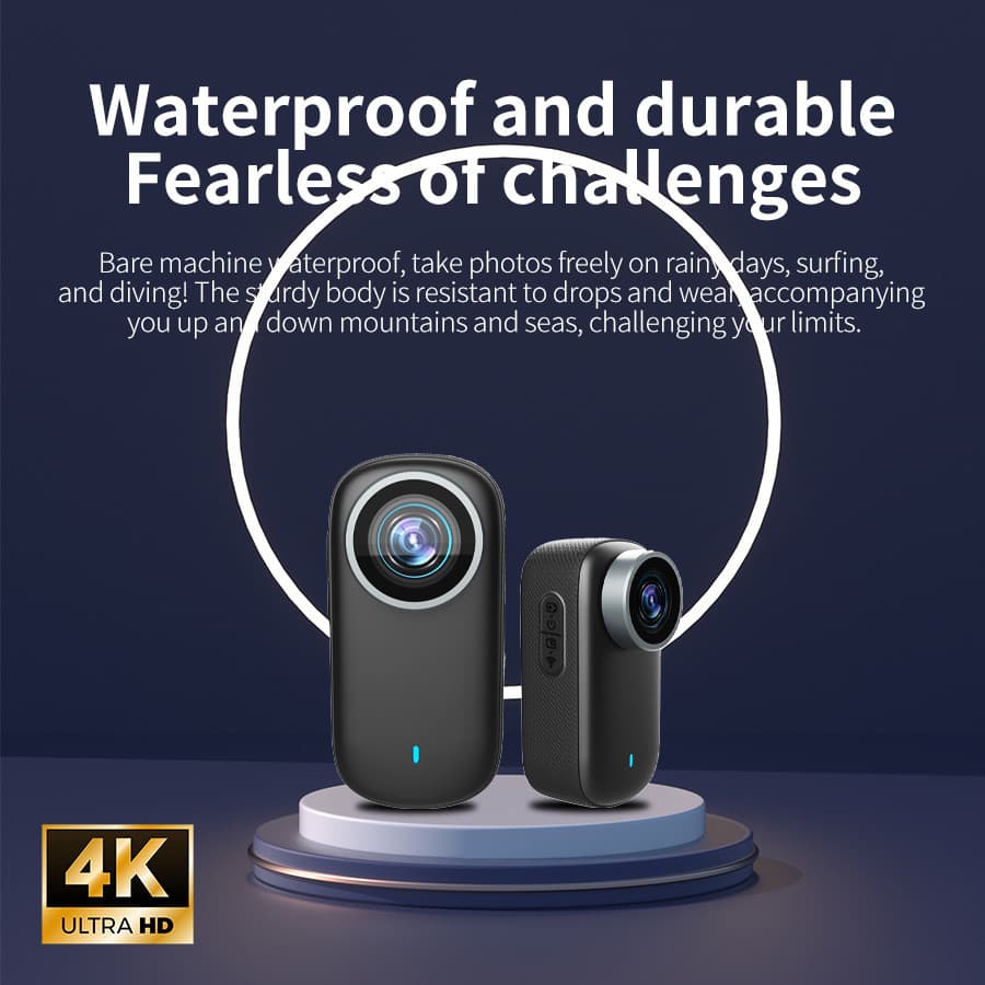 Novo estilo 4K Ultra alta definição, à prova d'água/mini câmera de polegar. Pode conectar WiFi, ciclismo ao ar livre/mer
