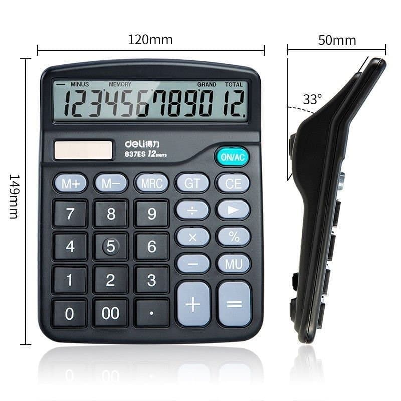 Calculadora multifuncional de teclas grandes, calculadora financeira para escritório, alimentação dupla solar.