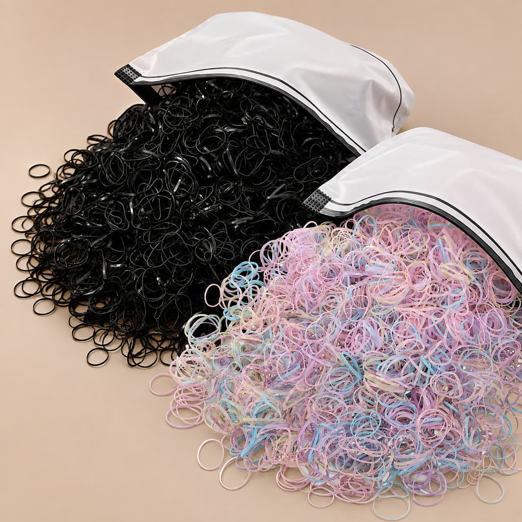 Kit 4000 Xuxinha silicone Elástico cabelo liguinha penteado infantil cabelo bebê para trança preto e colorido