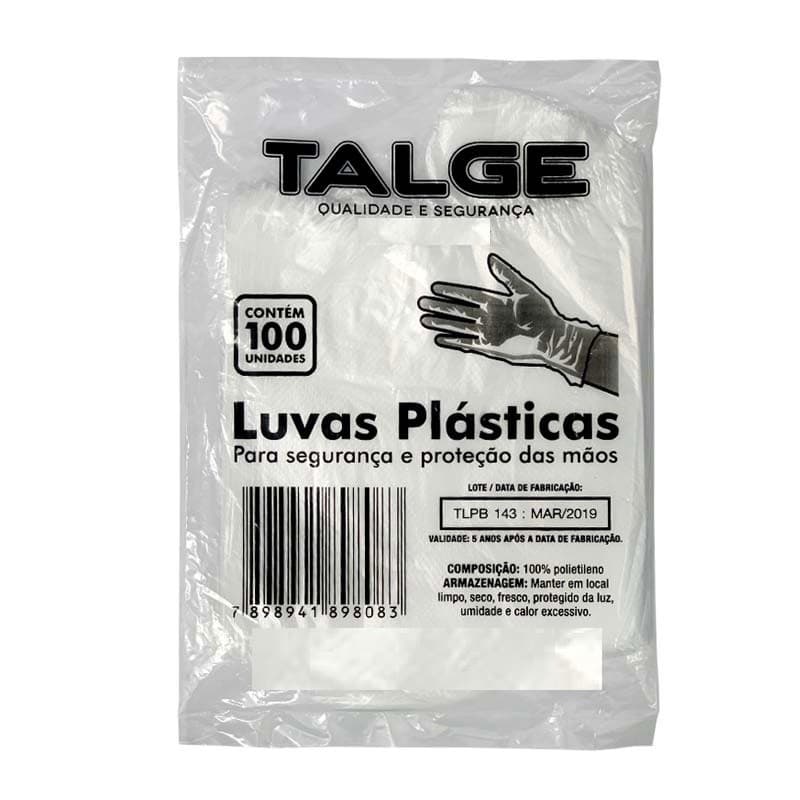 Luva Descartável Plástica Com 2000 Unidades Talge