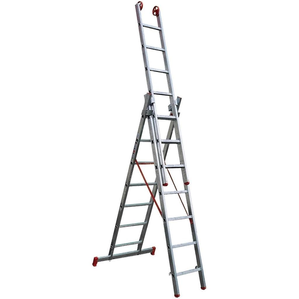 Escada Tripla Extensiva 7x3 Degraus Alumínio Worker 120kg