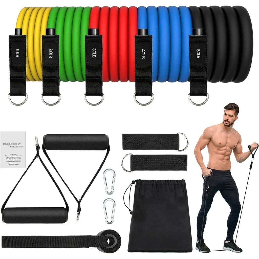 Faixas elásticas de fitness JATEKA, faixas elásticas de resistência de 5 níveis, faixas elásticas para academia em casa