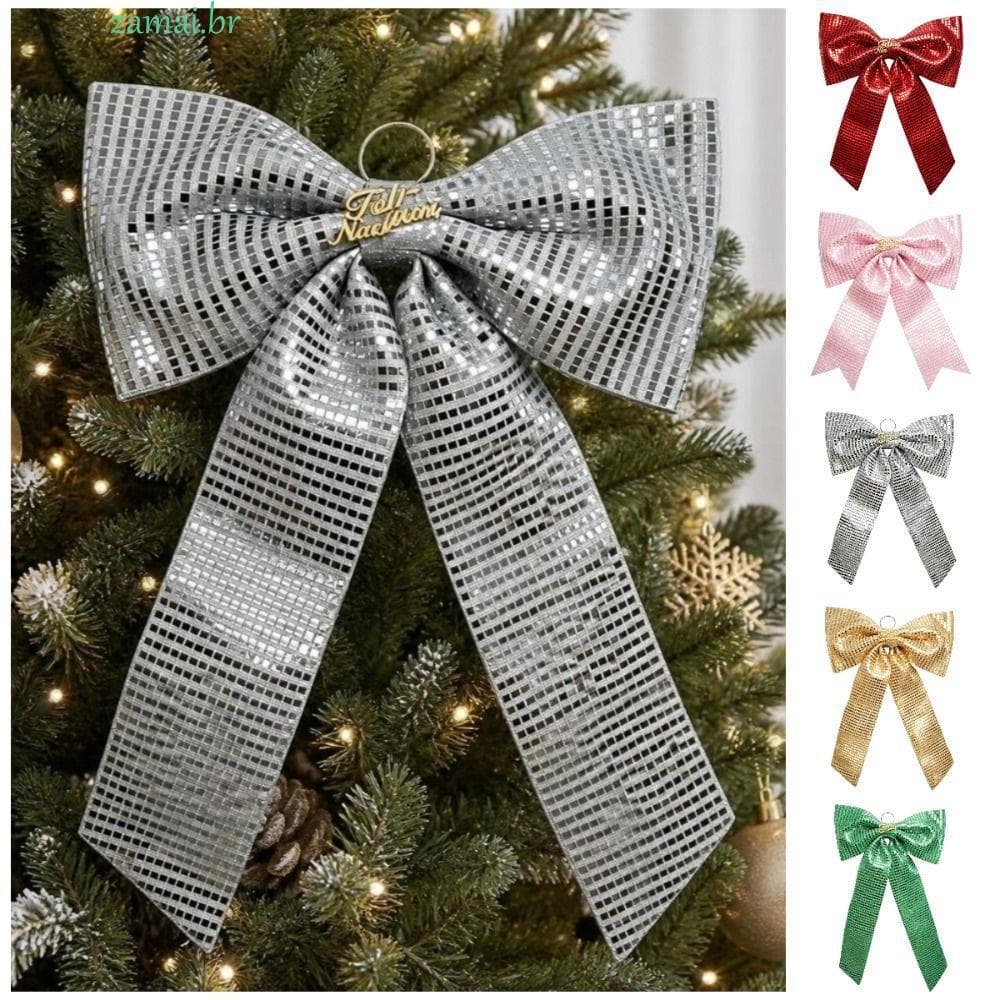 ZAMAI Laço De Lantejoulas De Natal , Pingente Grande E Brilhante Com Pendurado , Elegante De Topper De Árvore De 60 X 12