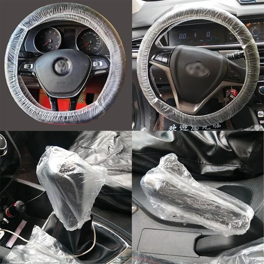 50 Pçs Universal Veículo Carro Descartável Plástico Volante Protetor Capa À Prova Dwaterproof Água Para Acessórios Inter