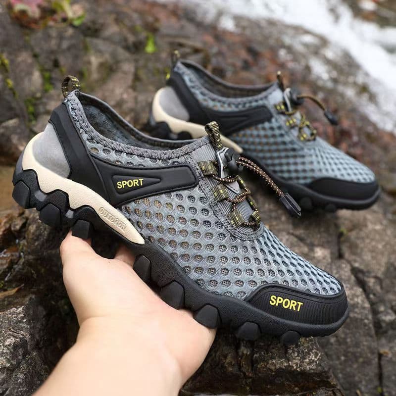 Sapatos de malha verão respirável esportes masculinos casuais correndo caminhadas sapatos na moda versão coreana oco mal