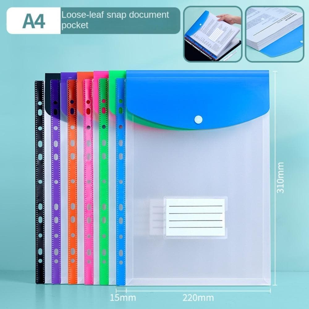 6 Pastas De Pasta , Bolso PP , Envelopes A4 , Bolsos Perfurados De Grande Capacidade , Arquivos Escolares