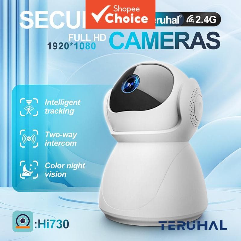 Câmera de segurança TERUHAL, Wi-Fi Full HD, com visão noturna e função de detecção de movimento, branca, babá eletrônica