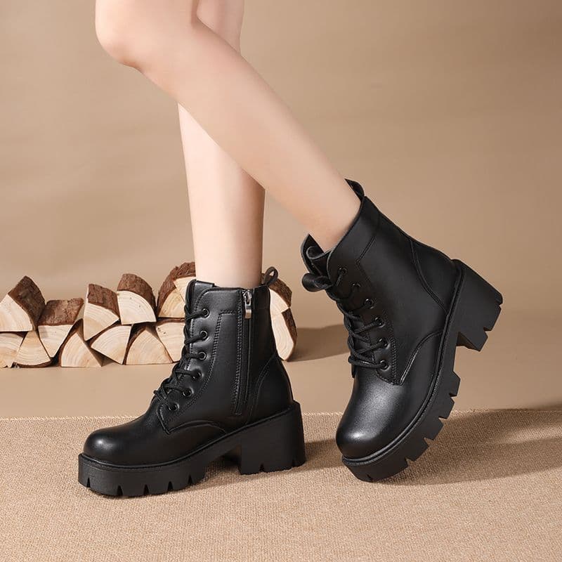 Botas Martin de sola grossa botas femininas, botas curtas de aumento de outono femininas, botas Melade de aparência mais