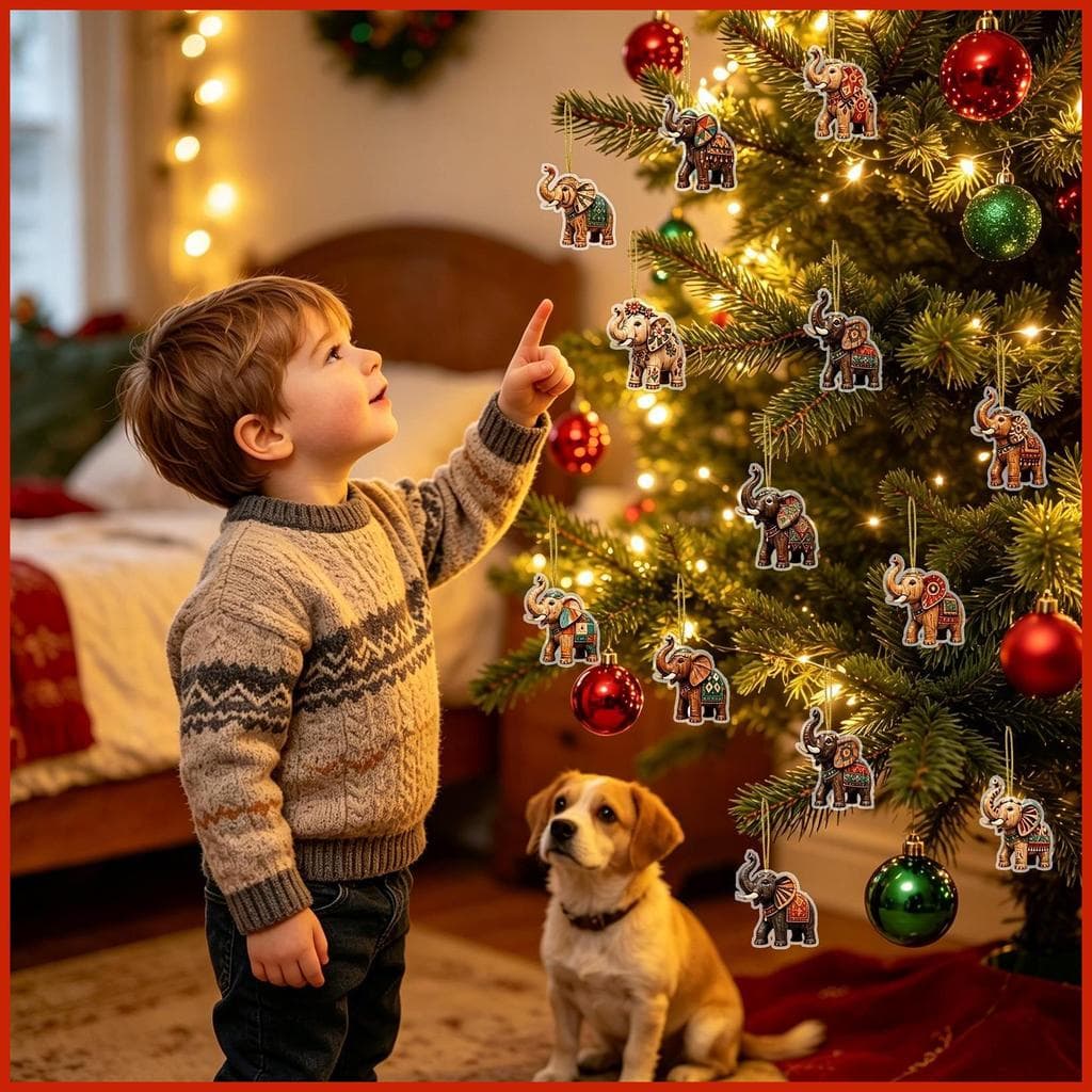 Calendário De Contagem Regressiva De Natal Elefante 24 Dias Advento 2D Acrílico 2026 Ornamento Para Crianças habke1br