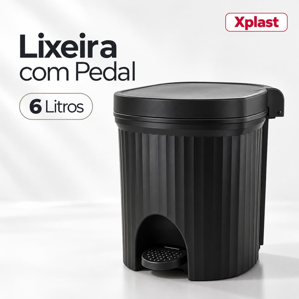 Lixeira com Pedal 6 Litros com Tampa para Banheiro Cozinha Escritório Lavabo Compacta