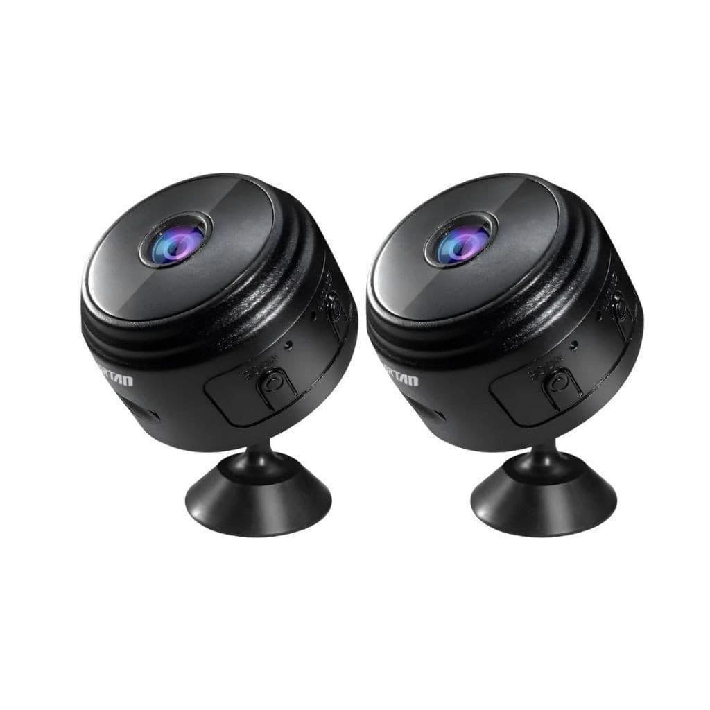 Kir 2 Mini Câmera de Segurança A9 HD Wi-fi Preto com Sensor de Movimento 110V e Suporte para Encaixe