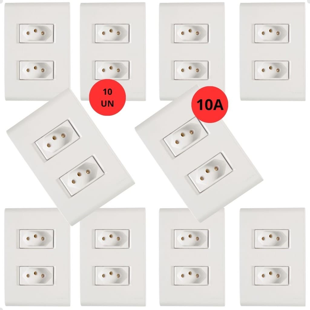 Kit 10 Tmadas Dupla 2P+T 10A/250V Liz Branca