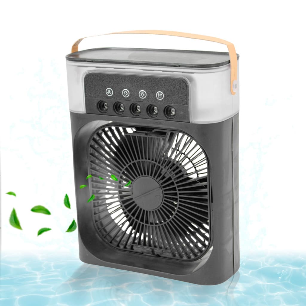 Ventilador Portátil Iluminação Umidificador Preto USB Óleos Essenciais Aromaterapia Ambiente Casa Escritório Premium