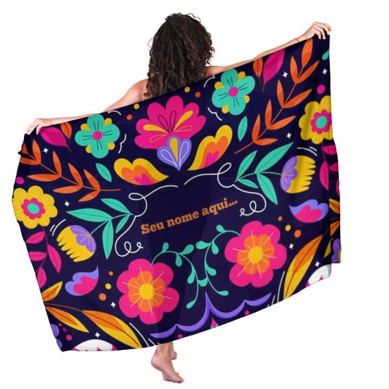 Canga Saida de Praia com nome personalizado 90x140cm