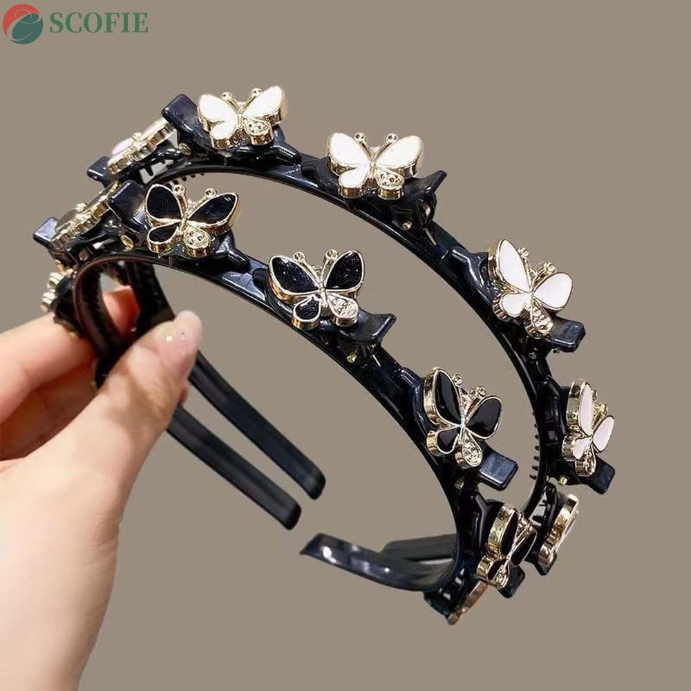 Faixas De Cabelo SCOFIE Com Clipes , Argola De Borboleta Feminina Elegante E Brilhante , Faixa Plástico Doce Para Festa