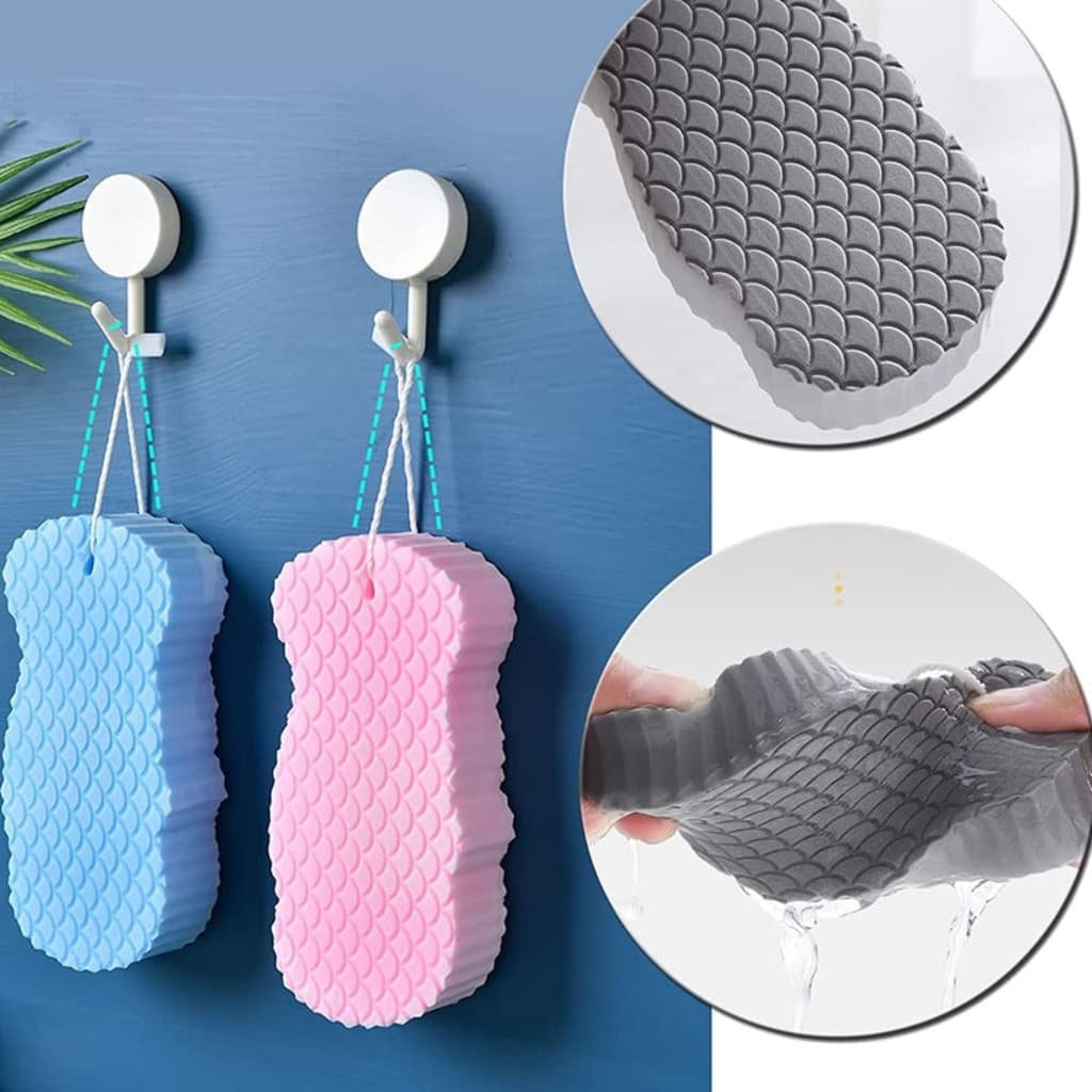 Esponja de Banho 3D Esfoliante Limpeza Macia - 3 unidades