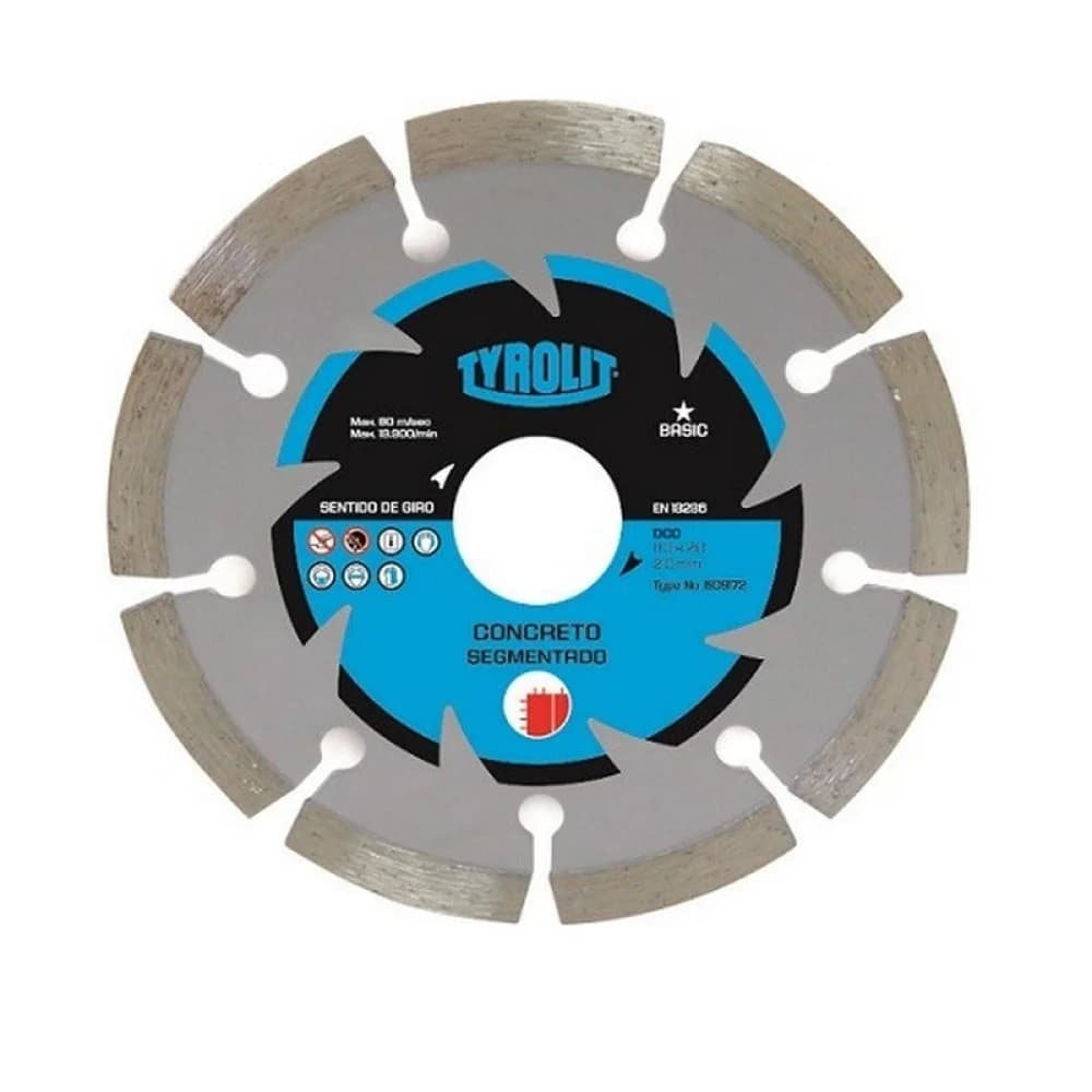 Disco Diamantado 4.38" 110mm Furo 20mm Segmentado Basic Tyrolit - 609172