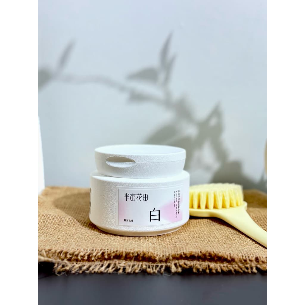 Meio Mu Huatian clareamento corpo fragrância limpeza suavização esfrega Gel de banho ácido frutas esfoliante suave delic