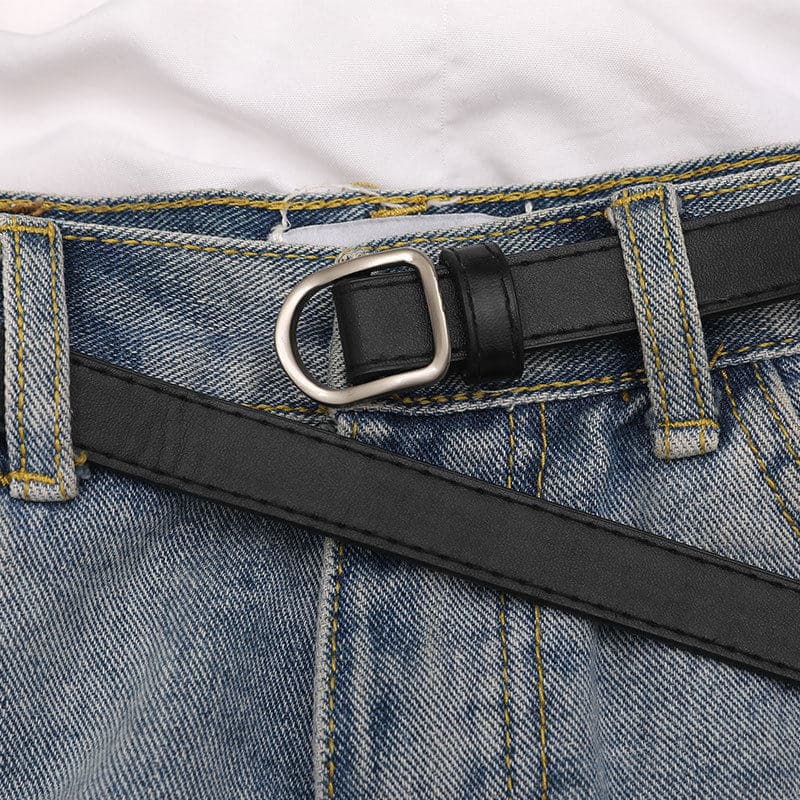 Cinto feminino estilo perfuração-livre não perfurado Retro cinto fino simples All-Match estudante Jeans moda Commuter Hi