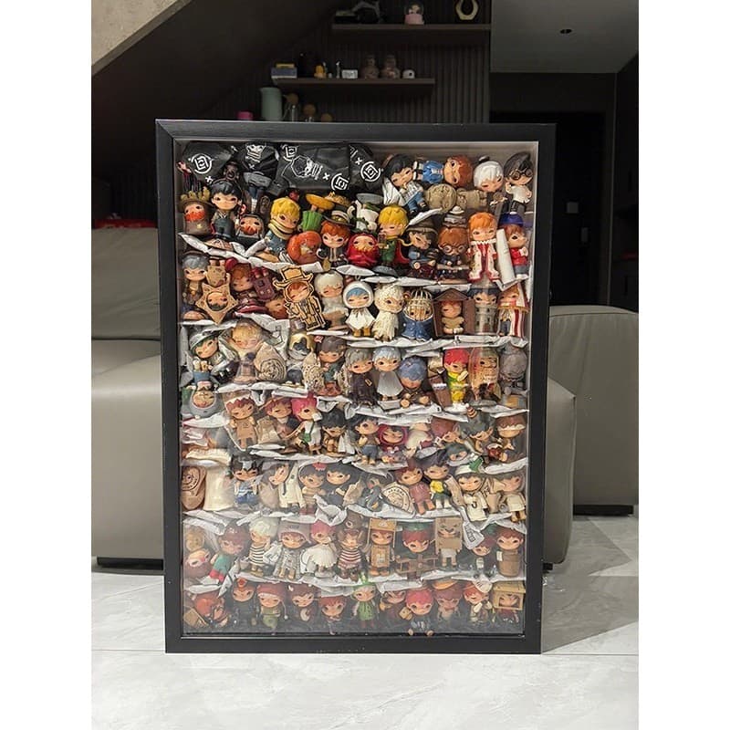 Minha caixa misteriosa de armazenamento expositor moldura de foto DIY tridimensional feito à mão Anti-poeira caixa de ex
