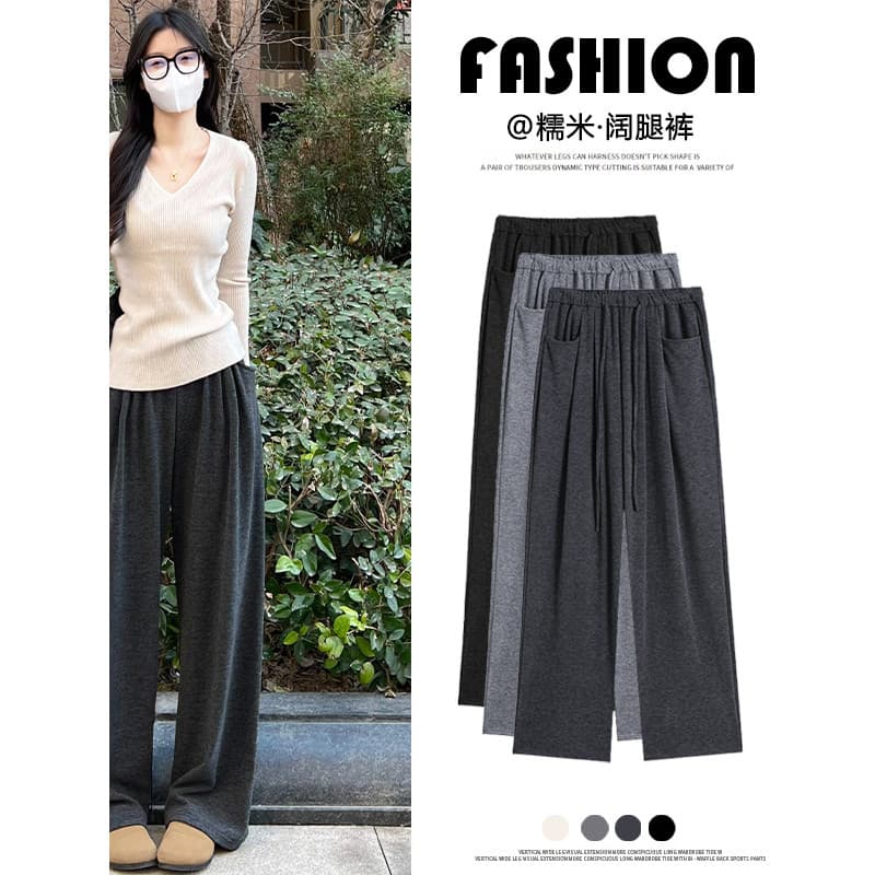 Moda confortável Wear moda calças de perna larga feminina primavera outono novo estilo cintura alta solta Drape calças d