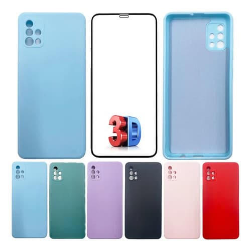 Kit Película 3d + Capa Silicone Veludo Compatível A71 A716b