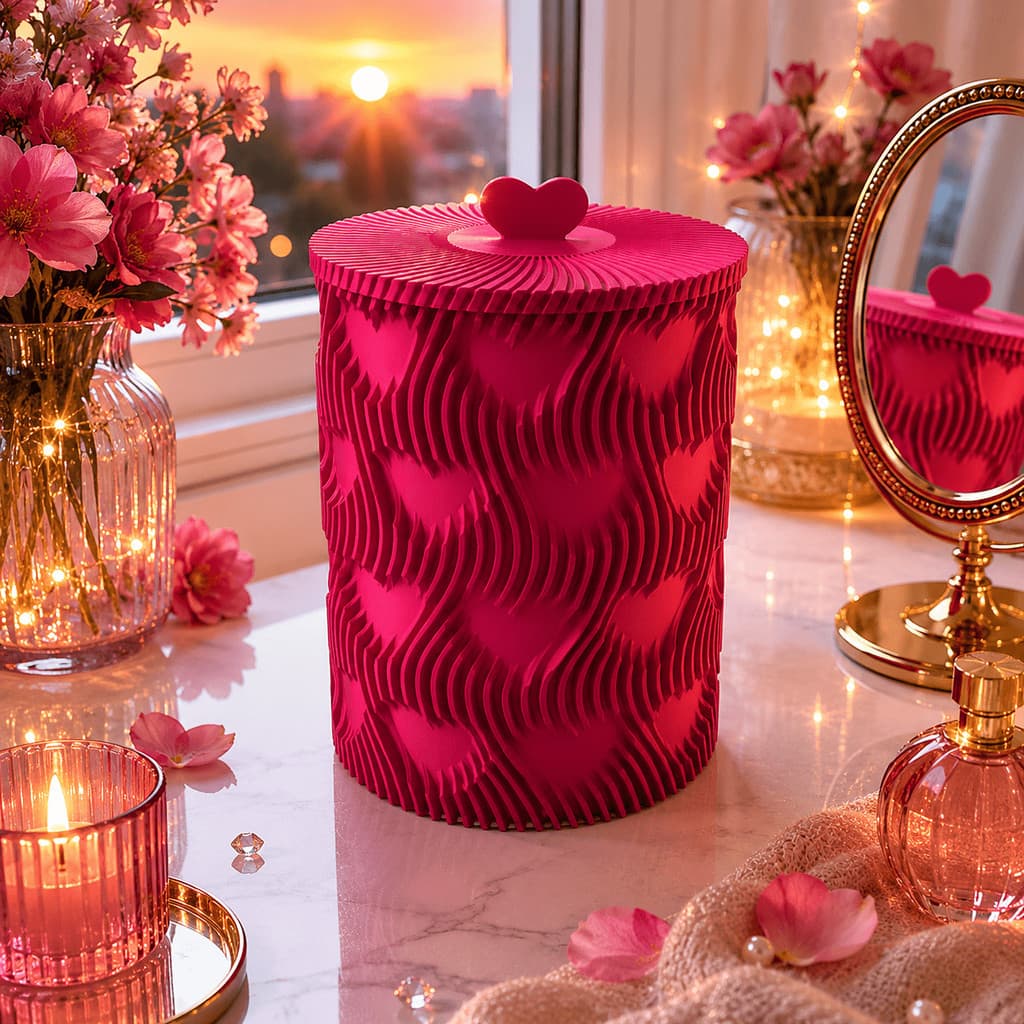 Caixa Organizadora Rosa para Joias Perfumes Maquiagem Decoração Penteadeira Presente Romântico Dia dos Namorados