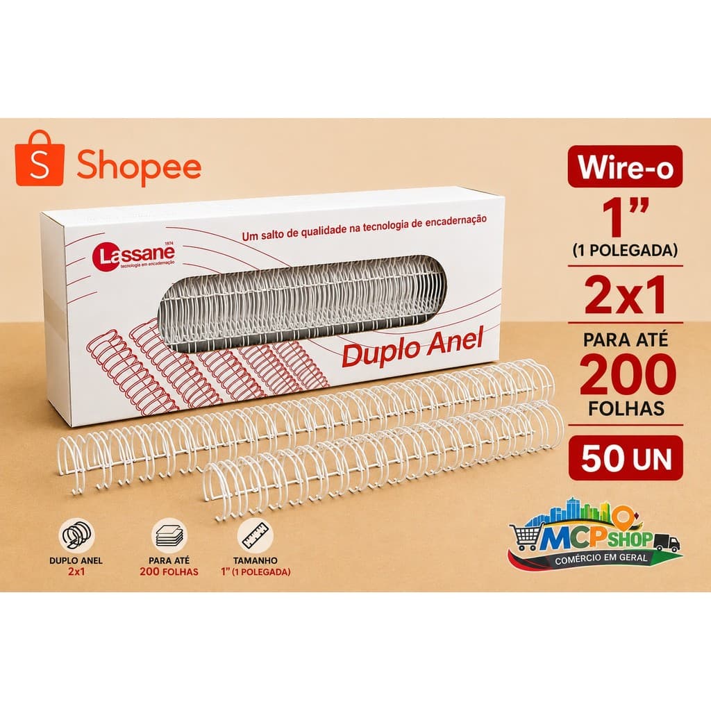Wire-o Para Encadernação 2x1 A4 1 Branco P/200 Folhas Cx 50u LASSANE