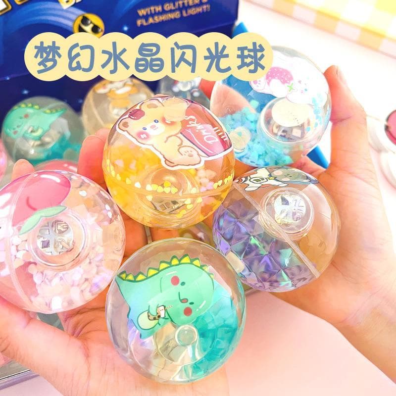 Brinquedos para meninas bola quicando de cristal luminoso crianças 2024 novo estilo bola quicando luminosa com corda bol