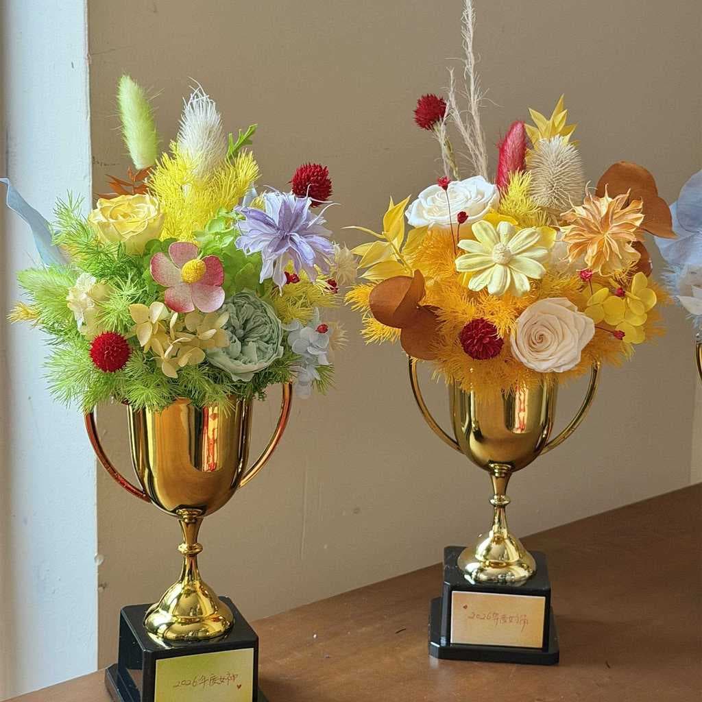 Troféu colorido flor lembranças artesanais diy buquê materiais embalagem ornamentos presentes do dia das mães para mães