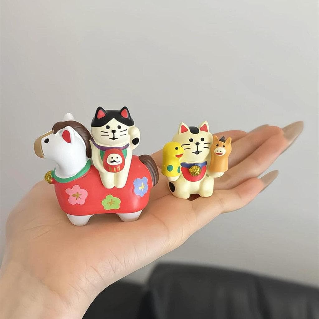 Bonito gato da sorte Mini decoração de mesa artesanato dos desenhos animados pônei resina decoração escritório local de
