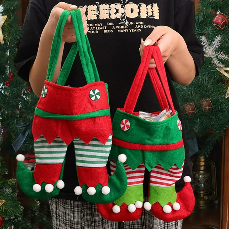 Saco De Presente De Calças De Elfo De Natal-Decoração De Casa Navidad-Embalagem Doces-Sacola De Compras Reutilizável Árv