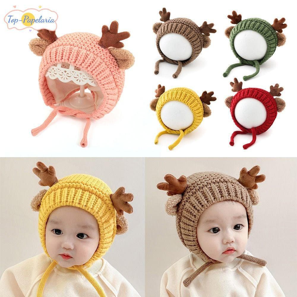 Chapéu De Malha Perfumado Para Bebês , Gorro Quente Crianças Com Chifres De Alce De Veado , Chapéus De Natal De Pelúcia
