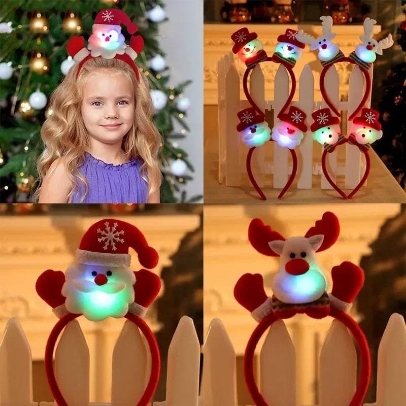 LED Festa De Natal Bandana Papai Noel Elk Chifres Rena Brilhante Cosplay Orelhas Ornamentos Cabelo